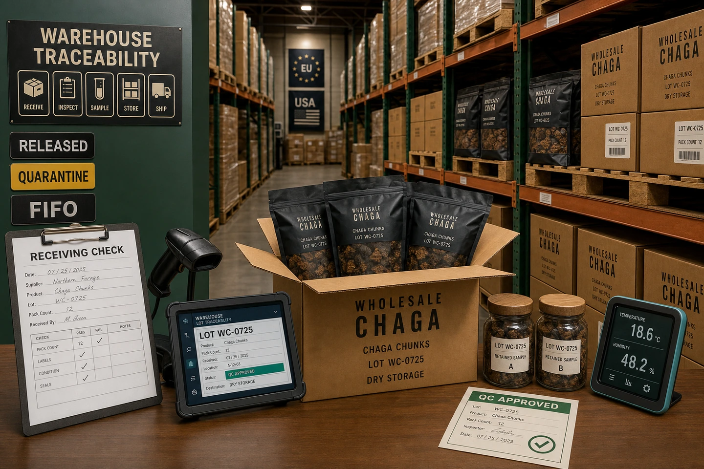 Warehouse Storage and Traceability for Chaga Products - professional Chaga wholesale visual